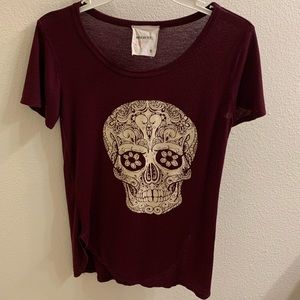 Maroon Sugar Skull Top